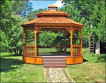 Red Cedar Double Roof Oval Gazebos