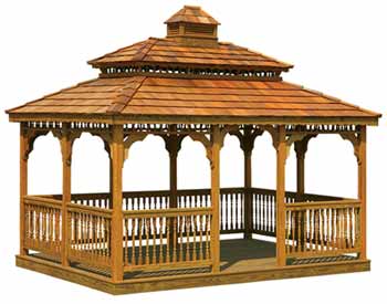 Red Cedar Double Roof Rectangle Gazebos