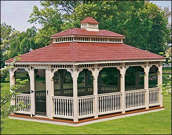 Vinyl Double Roof Rectangle Gazebos