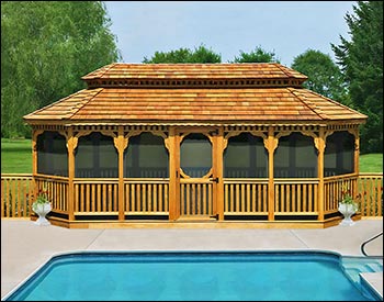 Treated Pine Double Roof Oval Gazebos