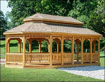 Treated Pine Double Roof Oval Gazebos