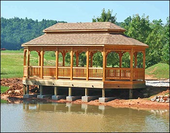 Treated Pine Double Roof Oval Gazebos