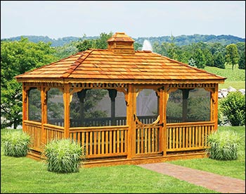 Treated Pine Single Roof Rectangle Gazebos