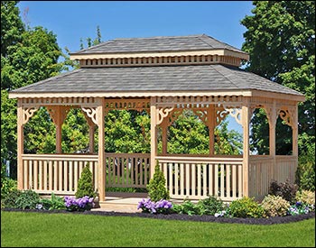 Treated Pine Double Roof Rectangle Gazebos