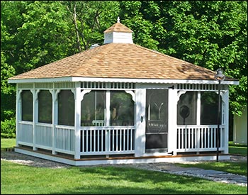 Vinyl Single Roof Rectangle Gazebos