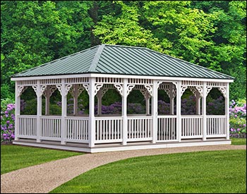 Vinyl Single Roof Rectangle Gazebos