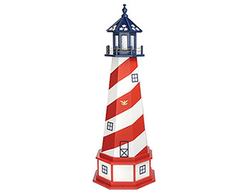 Poly Lumber/Wooden Hybrid Patriotic Lighthouse with Base