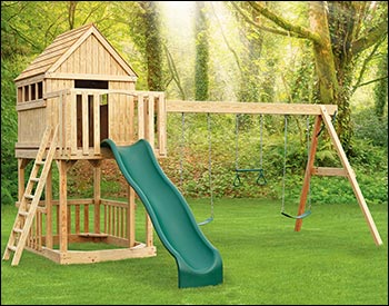 Tree House Treated Pine Swing & Slide Playset