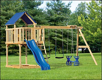 Peak Treated Pine Swing & Slide Playset