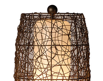 30" Outdoor Wicker Barrel Resin Table Lamp