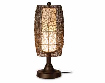 30" Outdoor Wicker Barrel Resin Table Lamp