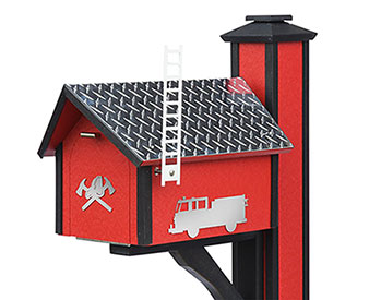 Poly Lumber Deluxe Fire Truck Mailbox and Post Cover