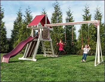 Adventure Vinyl Swing & Slide Playset w/ Rock Wall