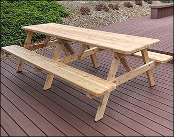 Red Cedar Picnic Table w/Attached Benches