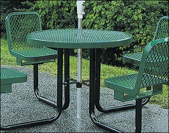 36" Round Metal Picnic Table w/ Attached Chairs