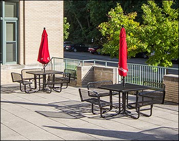 46" Square Expanded Metal Picnic Table w/Backed Benches