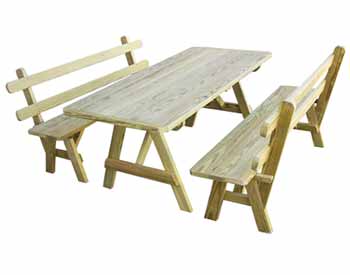 Treated Pine Picnic Table w/2 Backed Benches