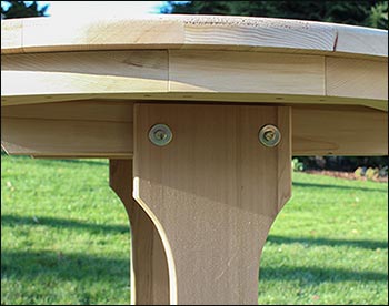 Red Cedar Round Trestle Table w/ Tab Backed Benches