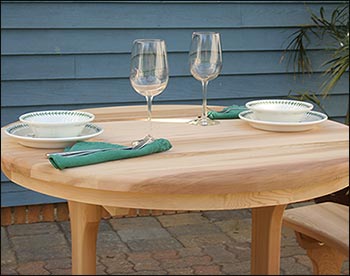 Red Cedar Round Trestle Table w/ Tab Backed Benches