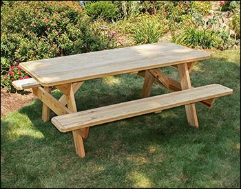 Treated Pine Heavy Duty Picnic Table w/ Attached Benches