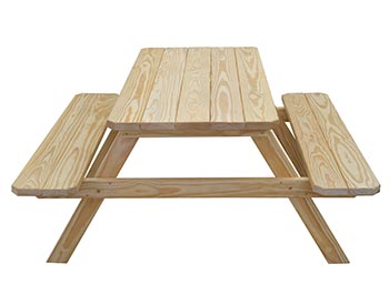 Yellow Pine Picnic Table w/ Attached Benches