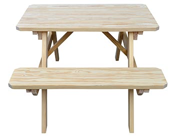 Yellow Pine Picnic Table w/ Attached Benches