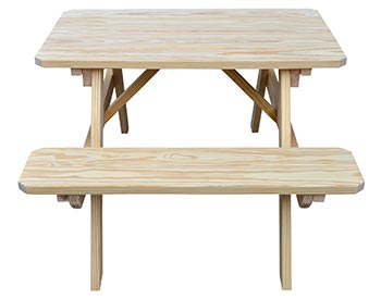 Yellow Pine Picnic Table w/ Attached Benches