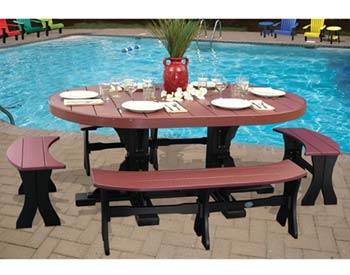 Poly Lumber 5 Piece Oval Picnic Table with Benches