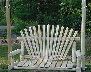 White Cedar Unstained Love Seat Swing w/ A-Frame Swing Stand