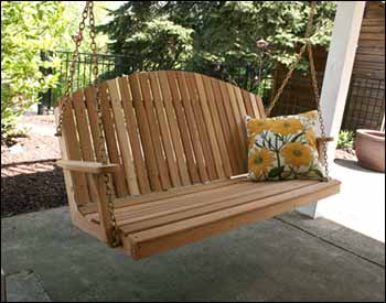 Red Cedar Blue Mountain Fanback Porch Swing