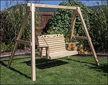 Treated Pine Crossback w/Heart Porch Swing