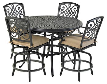 Aluminum 5 Pc. Counter Set - 52" Round Counter Height Table