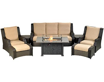 Wicker 8 Pc. Fire Deep Seating Group