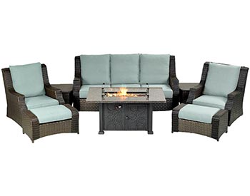 Wicker 8 Pc. Fire Deep Seating Group