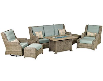 Wicker 8 Pc. Fire Deep Seating Group