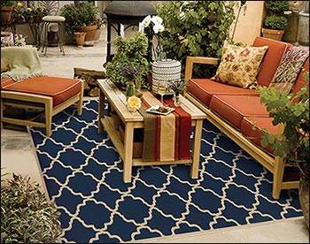 Riviera Lattice Rug - Navy