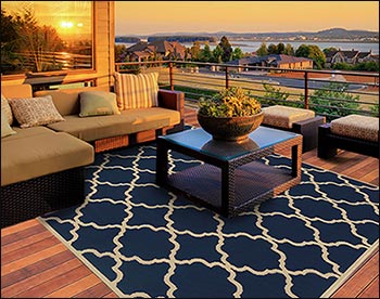 Riviera Lattice Rug - Navy