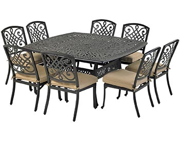 Aluminum 9 Pc. Dining Set - 64" Square Table