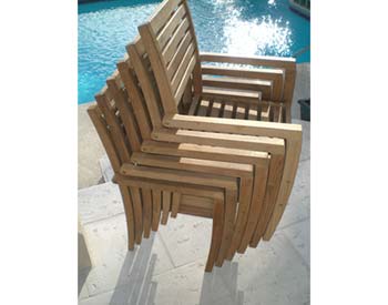 Teak Slat Back Stack Chair