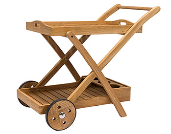 Teak Highback Rocking Chair & Tray Cart Set