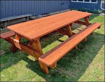 Red Cedar Heavy Duty Picnic Table w/Attached Benches