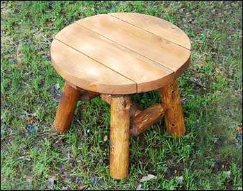 22" Round White Cedar Stained Table