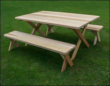 42" Wide Red Cedar Cross Legged Picnic Table Only
