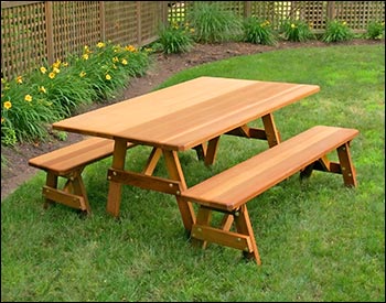 42" Wide Red Cedar Traditional Picnic Table w/Benches