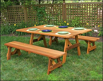 42" Wide Red Cedar Traditional Picnic Table w/Benches