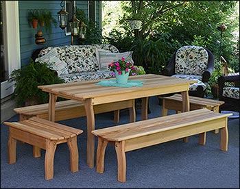 Red Cedar Contoured Picnic Table w/(4) Benches