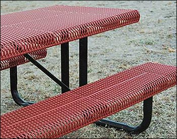 Rectangular Rolled Edge Metal Picnic Table