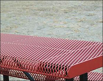 Rectangular Rolled Edge Metal Picnic Table