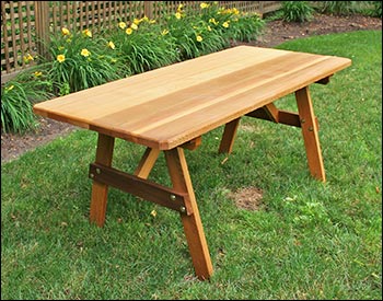 42" Wide Red Cedar Traditional Picnic Table w/Backed Benches