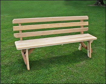 32" Cedar Backyard Bash Cross Legged Picnic Table w/Backed Benches